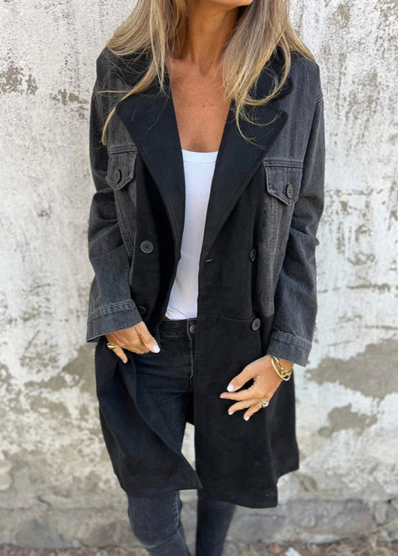 Élise – Trenchcoat Effet Denim & Daim